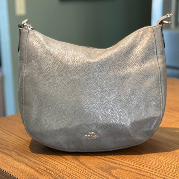 COACH Gray Pebbled Leather Shoulder/Hobo Bag - Picture 2 of 16